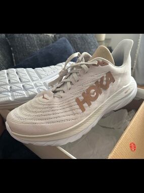 Hoka One One Women's Running Shoe - Beige with White Accents